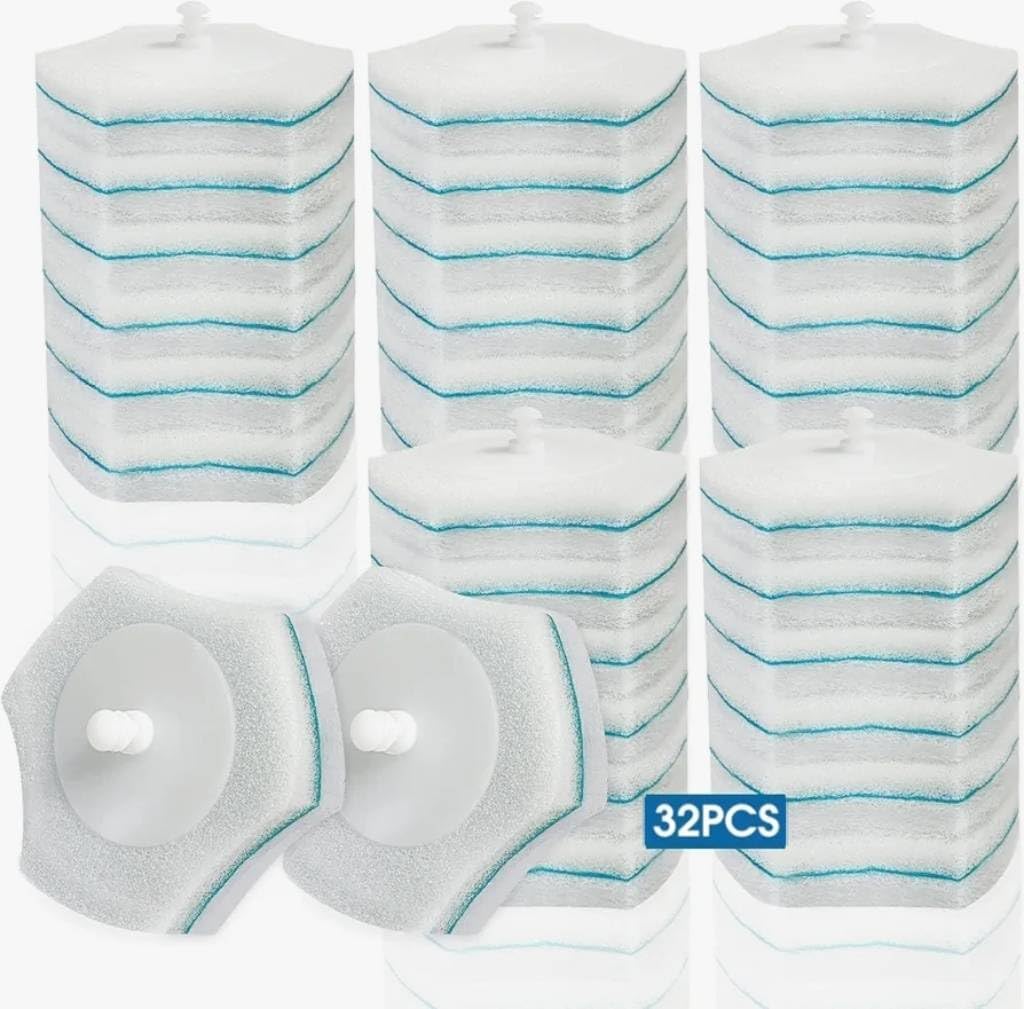 Disposable Toilet Brush with 48 PCS Refills. Disposables Toilets Cleaning System with Handle. Storage Caddy and 48Toilet Bowl Refill Heads for Bathroom Cleaning