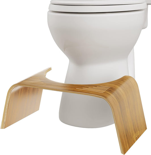 Squatty Potty Slim Teak Toilet Stool - 7-inch Height | Original Bathroom Wood Stool for Natural Positioning
