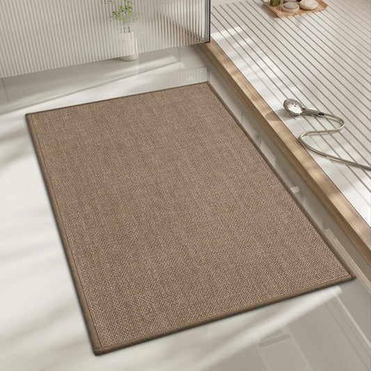 chakme Bathroom Rugs Mat 24x17. Ultra Thin Non Slip Bath Mat Small Quick Dry Absorbent Bath Mat for Bathroom Floor. (Dark Beige. 24x17)